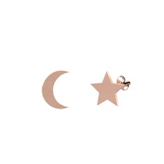 Mini Ay Yıldız Küpe - 18 ayar rose altın küpe #p004qw