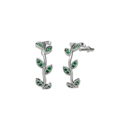 Zeytin Dalı Küpe - Yeşil kuvars 925 ayar gümüş küpe #1btmnrd