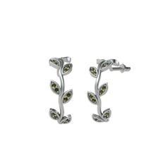 Peridot 8 ayar beyaz altın küpe