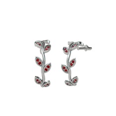 Garnet 14 ayar beyaz altın küpe