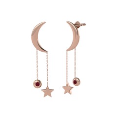 Kök yakut 18 ayar rose altın küpe