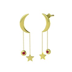 Rodolit garnet 14 ayar altın küpe