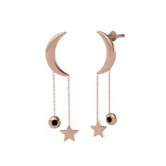 Siyah zirkon 925 ayar rose altın kaplama gümüş küpe