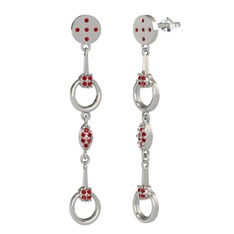 Garnet 8 ayar beyaz altın küpe