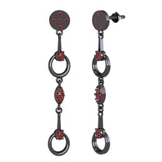 Garnet 925 ayar siyah rodyum kaplama gümüş küpe