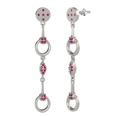 Rodolit garnet 18 ayar beyaz altın küpe