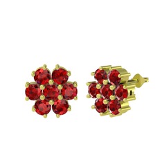 Garnet 18 ayar altın küpe
