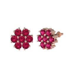 Rodolit garnet 925 ayar rose altın kaplama gümüş küpe