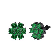 Maeve Küpe - Yeşil kuvars 925 ayar siyah rodyum kaplama gümüş küpe #1s5or97