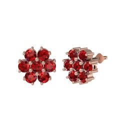 Garnet 925 ayar rose altın kaplama gümüş küpe