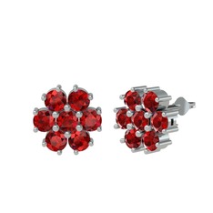 Garnet 14 ayar beyaz altın küpe