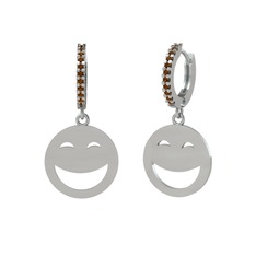 Taşlı Gülen Surat Küpe - Dumanlı kuvars 925 ayar gümüş küpe #1krjmtb