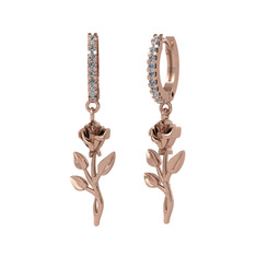 Rosa Gül Küpe - Beyaz zirkon 925 ayar rose altın kaplama gümüş küpe #1pkbnis