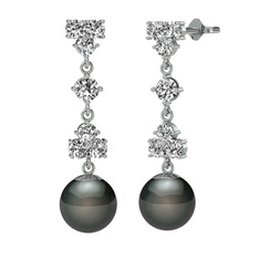 Swarovski ve siyah inci 925 ayar gümüş küpe