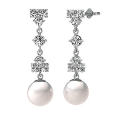 Suri İnci Küpe - Swarovski ve inci 8 ayar beyaz altın küpe #16b3bbg