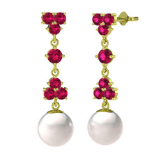 Suri İnci Küpe - Rodolit garnet ve inci 925 ayar altın kaplama gümüş küpe #1haan1o