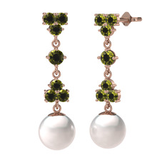 Suri İnci Küpe - Peridot ve inci 8 ayar rose altın küpe #1sbmsy2