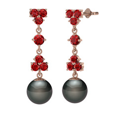 Suri İnci Küpe - Garnet ve siyah inci 14 ayar rose altın küpe #fjdigq