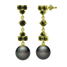 Suri İnci Küpe - Peridot ve siyah inci 18 ayar altın küpe #jijdo0