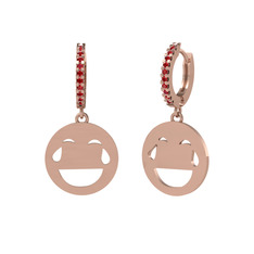 Garnet 18 ayar rose altın küpe