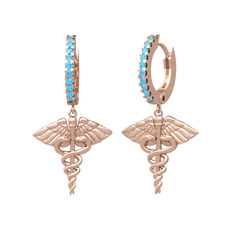 Caduceus Küpe - Akuamarin 925 ayar rose altın kaplama gümüş küpe #16qqzk8