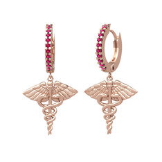 Caduceus Küpe - Rodolit garnet 8 ayar rose altın küpe #18glh60