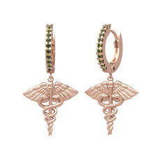 Caduceus Küpe - Peridot 14 ayar rose altın küpe #1fr20b4