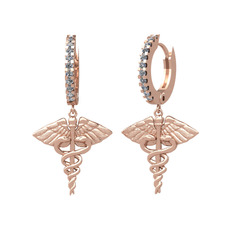 Caduceus Küpe - Swarovski 8 ayar rose altın küpe #1j5h0ef