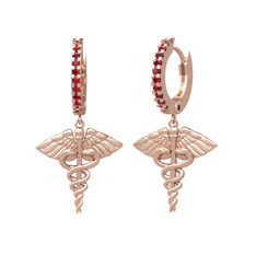 Caduceus Küpe - Garnet 14 ayar rose altın küpe #4zweip