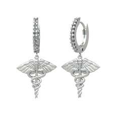 Caduceus Küpe - Swarovski 8 ayar beyaz altın küpe #nzszbq