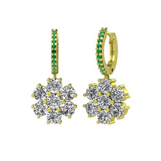 Sallantılı Maeve Küpe - Swarovski ve yeşil kuvars 14 ayar altın küpe #11orlcy