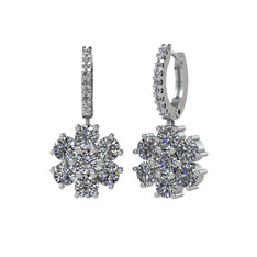 Sallantılı Maeve Küpe - Pırlanta ve swarovski 14 ayar beyaz altın küpe (3.36 karat) #11rludo