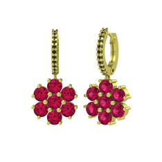 Rodolit garnet ve peridot 925 ayar altın kaplama gümüş küpe
