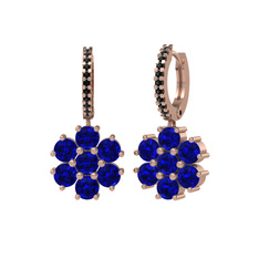 Sallantılı Maeve Küpe - Lab safir ve siyah zirkon 18 ayar rose altın küpe #1293yj1