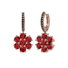 Sallantılı Maeve Küpe - Garnet ve siyah zirkon 14 ayar rose altın küpe #135zm6t