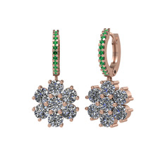 Sallantılı Maeve Küpe - Pırlanta ve yeşil kuvars 925 ayar rose altın kaplama gümüş küpe (3.36 karat) #139yrmd