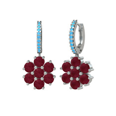 Sallantılı Maeve Küpe - Kök yakut ve akuamarin 925 ayar gümüş küpe #13dqvt9