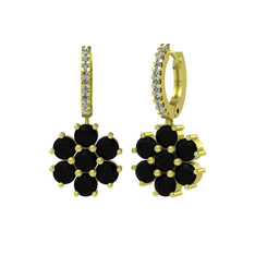 Sallantılı Maeve Küpe - Siyah zirkon ve pırlanta 925 ayar altın kaplama gümüş küpe (0.198 karat) #13kmj76