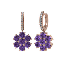 Sallantılı Maeve Küpe - Ametist ve swarovski 925 ayar rose altın kaplama gümüş küpe #14f6o0m