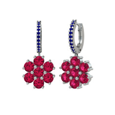 Sallantılı Maeve Küpe - Rodolit garnet ve lab safir 8 ayar beyaz altın küpe #15p8gf6