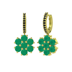 Sallantılı Maeve Küpe - Kök zümrüt ve siyah zirkon 18 ayar altın küpe #15u53k5