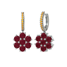 Sallantılı Maeve Küpe - Kök yakut ve sitrin 18 ayar beyaz altın küpe #164u9i7