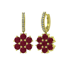 Sallantılı Maeve Küpe - Kök yakut ve beyaz zirkon 8 ayar altın küpe #16atphw