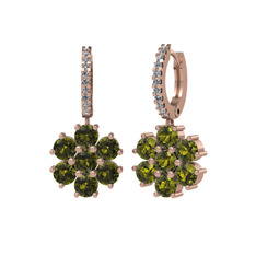 Sallantılı Maeve Küpe - Peridot ve swarovski 14 ayar rose altın küpe #16huvtz