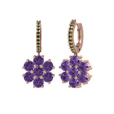 Sallantılı Maeve Küpe - Ametist ve peridot 18 ayar rose altın küpe #16p6qgl