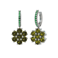 Sallantılı Maeve Küpe - Peridot ve yeşil kuvars 18 ayar beyaz altın küpe #16tm60u