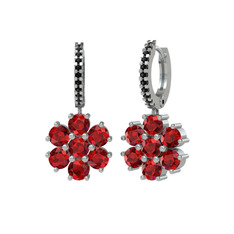 Garnet ve siyah zirkon 925 ayar gümüş küpe