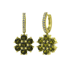 Peridot ve pırlanta 8 ayar altın küpe (0.198 karat)