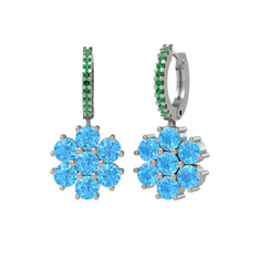 Sallantılı Maeve Küpe - Akuamarin ve yeşil kuvars 18 ayar beyaz altın küpe #17mztpm