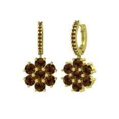 Sallantılı Maeve Küpe - Dumanlı kuvars 8 ayar altın küpe #17p1pyg